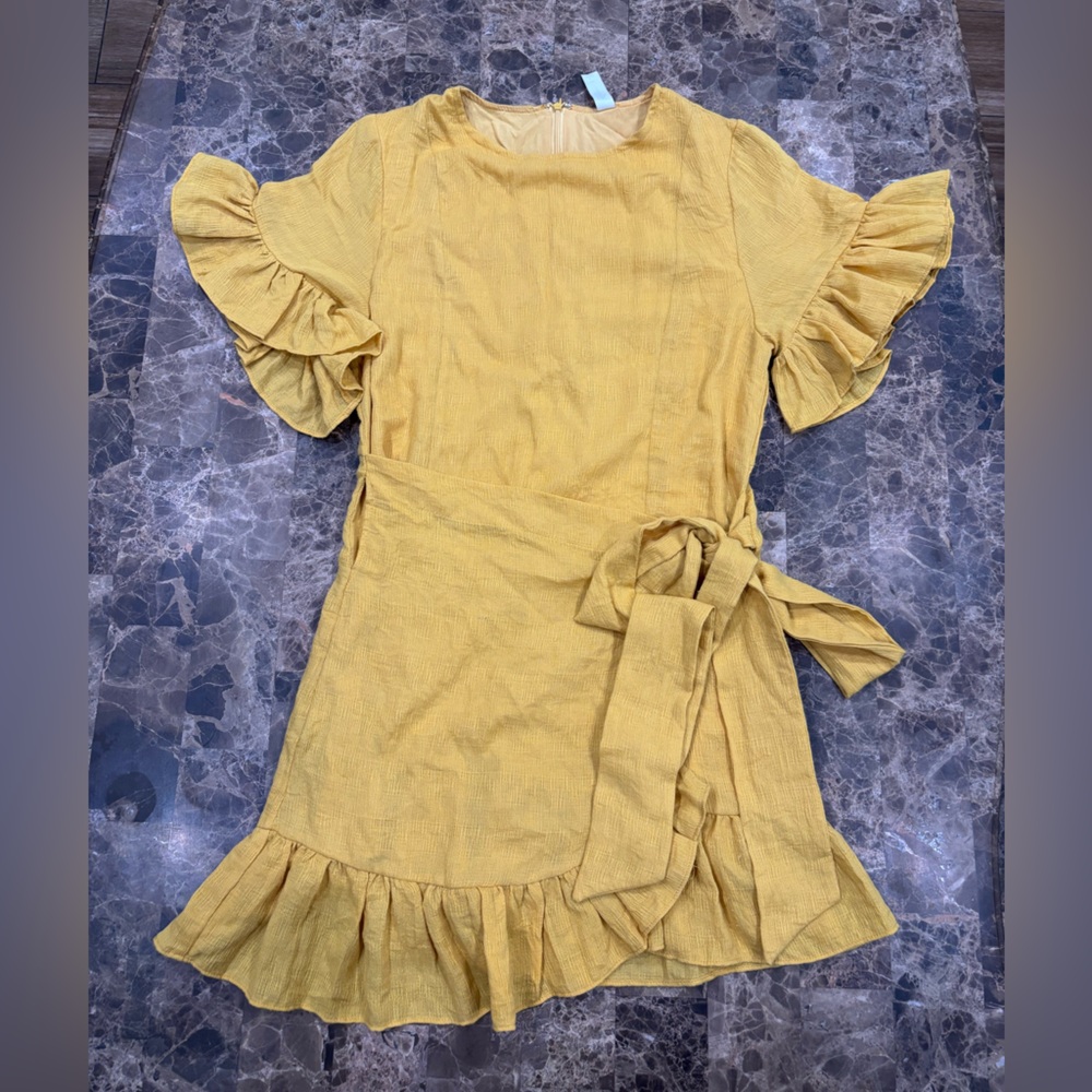 Mahina Mustard Ruffle Sleeve Dress
